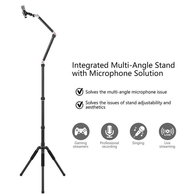 Mic-Twistand X5, Magic Twist Stand Microphone Solution, 360° angle rotation,  and equipped with microphone clamp which has 24~45mm adjustment.