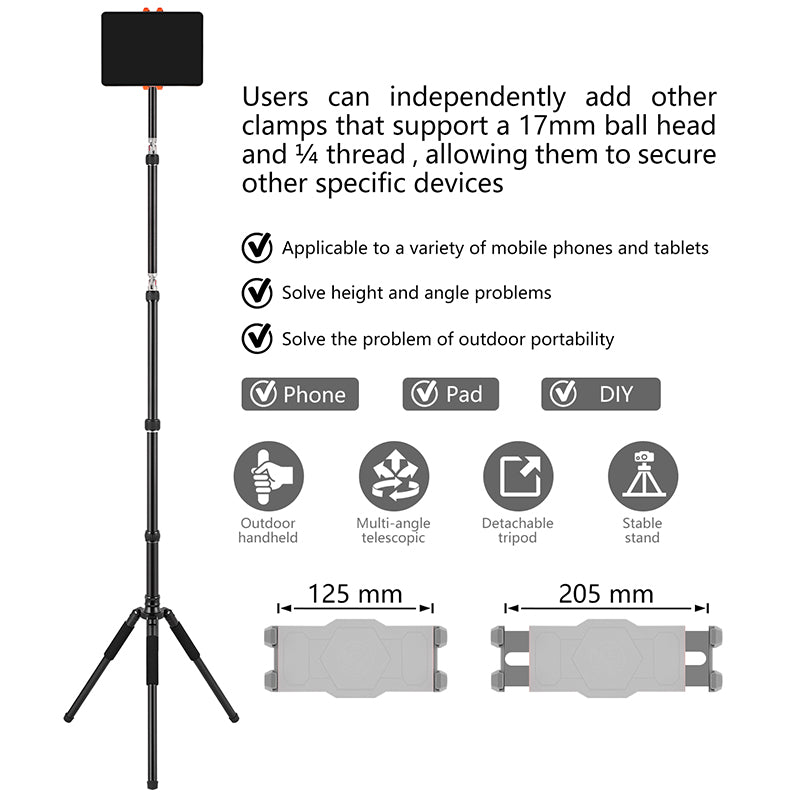 Twistand X5, Magic Twist Stand,360°angle rotation, 485–1680mm length adjustment, compatible with phones and tablets.