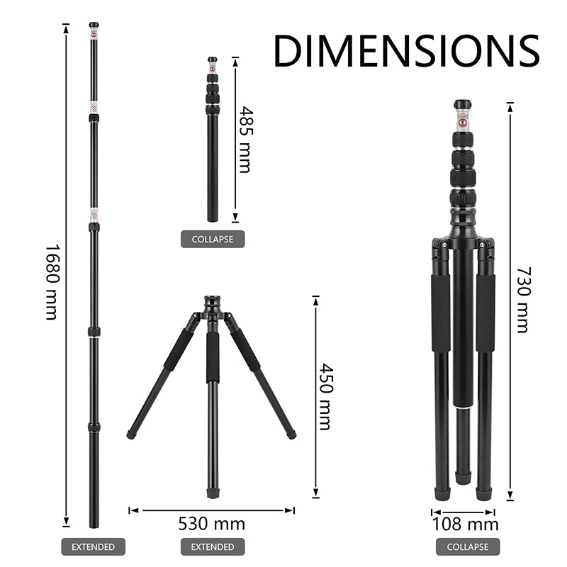 Twistand X5, Magic Twist Stand,360°angle rotation, 485–1680mm length adjustment, compatible with phones and tablets.