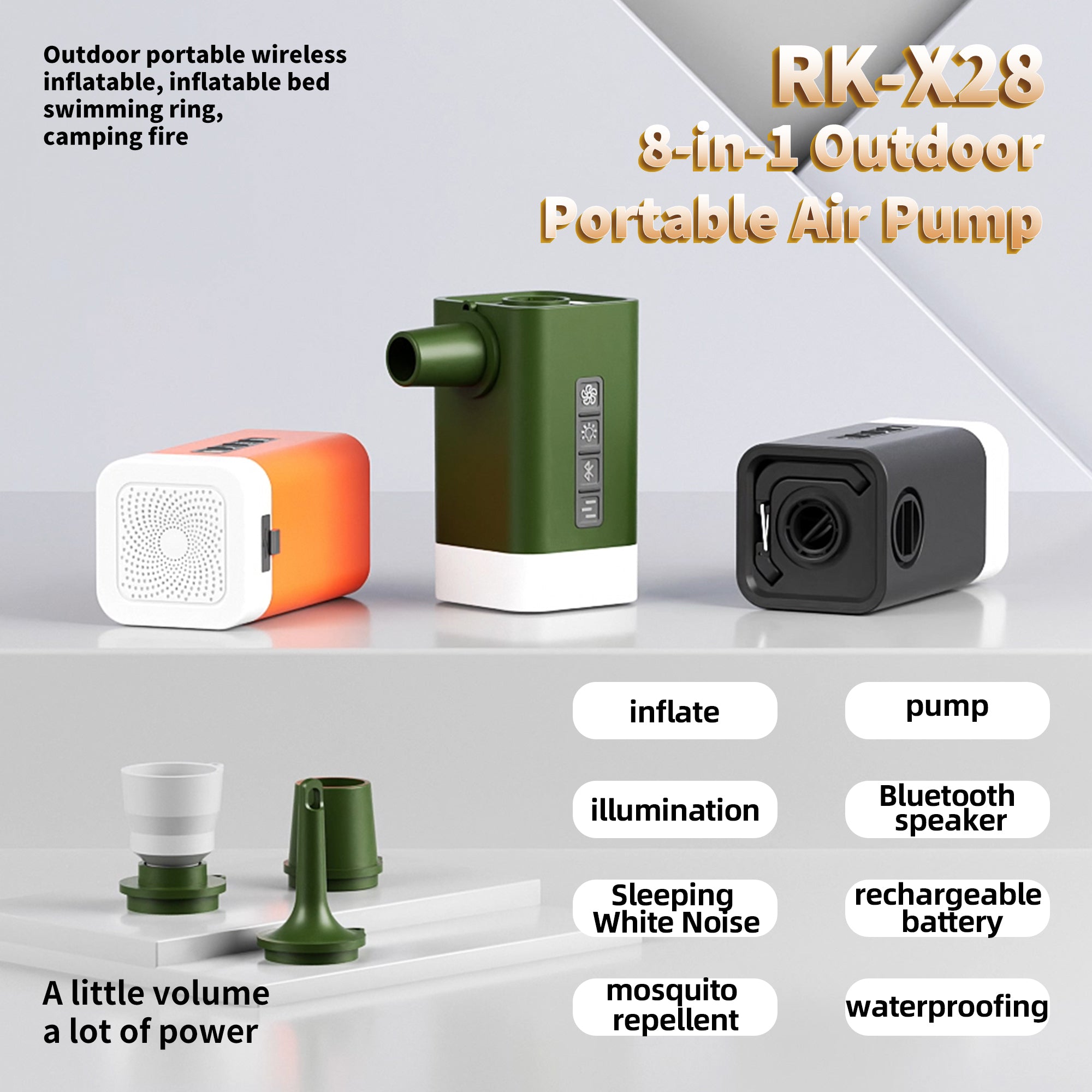 8-in-1 Outdoor BluetoothMini Air Pump