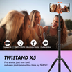 Twistand X5, Magic Twist Stand,360°angle rotation, 485–1680mm length adjustment, compatible with phones and tablets.