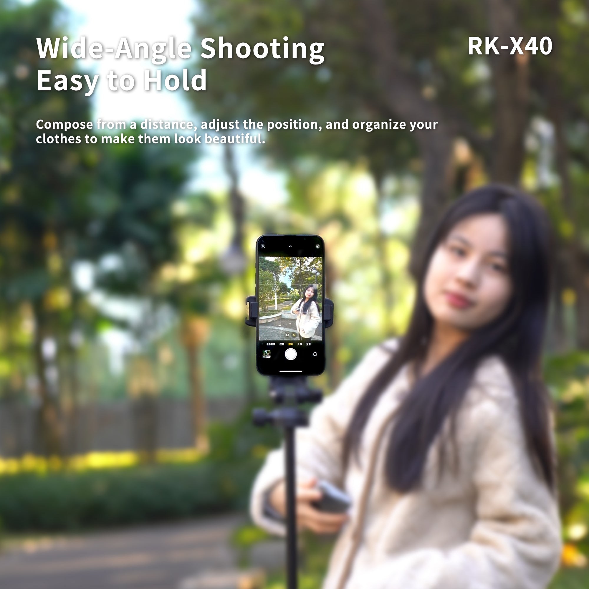 RK-X40 Phone Vlog Selfie Monitor Screen, Magnetic Phone Holder Clip Mount, Using Phone Rear Camera for Selfie Vlog Live Stream TikTok