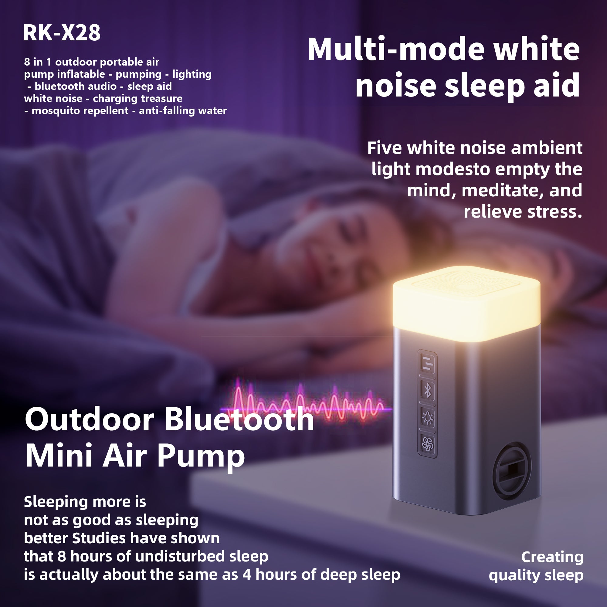 8-in-1 Outdoor BluetoothMini Air Pump