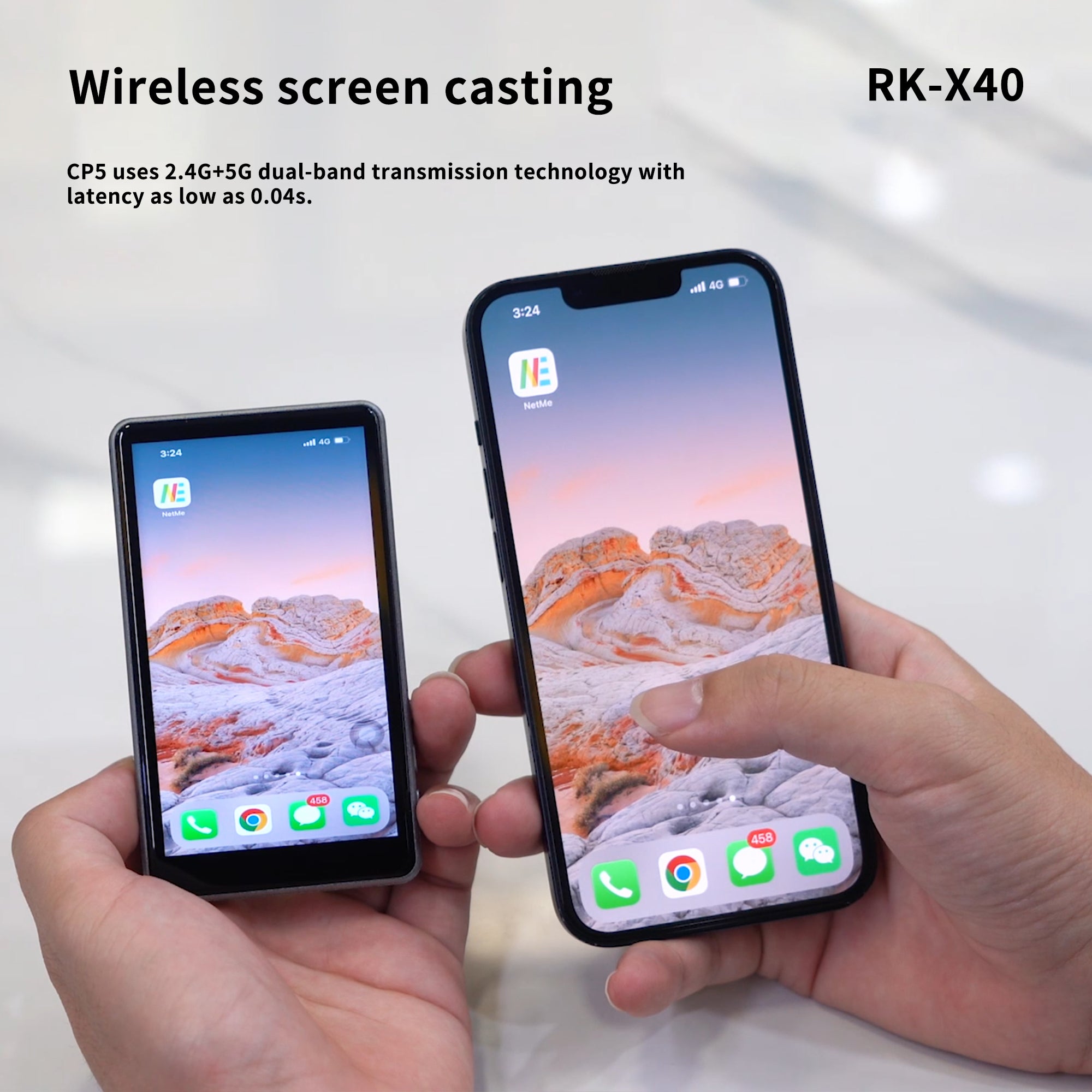 RK-X40 Phone Vlog Selfie Monitor Screen, Magnetic Phone Holder Clip Mount, Using Phone Rear Camera for Selfie Vlog Live Stream TikTok